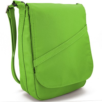 Medium vertical bag, adjustable Slice-proof crossbody shoulder strap, U-Shape with tuck-in flap security 