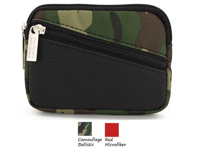 Pocket zipper wallet, top zipper, non-slip panel below diagonal zipper. 